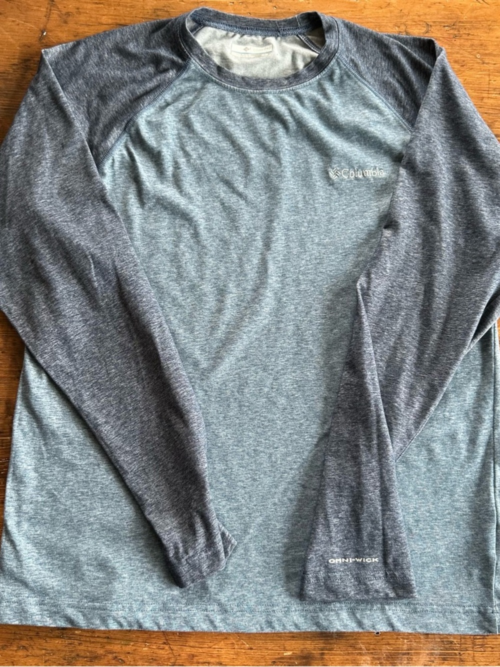Columbia Heathered Blue Raglan Long Sleeve Omni-wick Performance Shirt